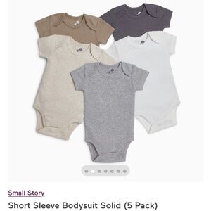 Short Sleeve Bodysuit Solid 5 Pack - Gray, White, Cream, Brown